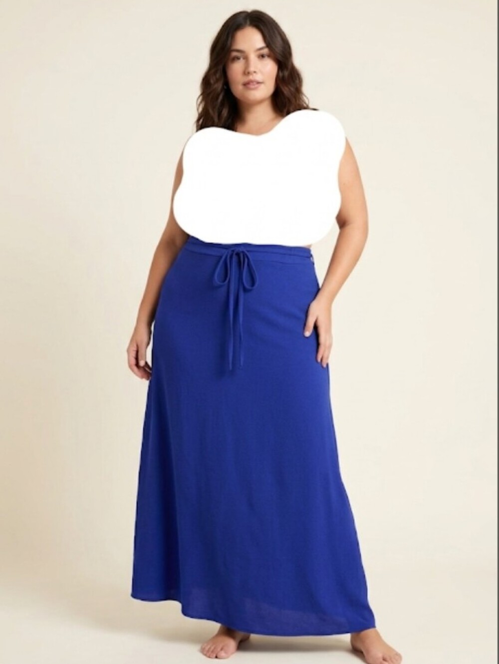 Zenana plus Size Blue Stretch Super Soft Cotton Maxi Skirt Size 2X NWOT